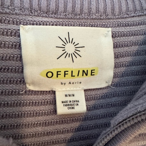 Aerie Offline Ribbed Lavender Quarter Zip Sweatshirt Size Medium - Picture 4 of 6